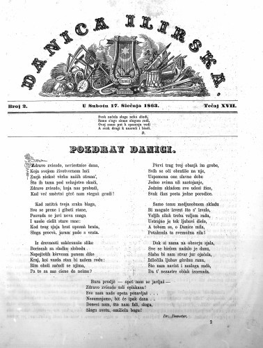 Danica ilirska : 17,2(1863)  / urednik Ljudevit Gaj.
