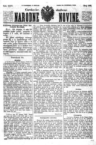 Carsko-kr. službene narodne novine : 26,166(1860)  / odgovorni učrednik Dr. Demeter.