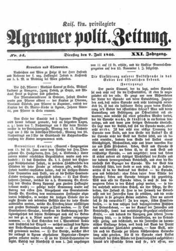 Agramer politische Zeitung : 21,54(1846) / Verlager und Redacteur Franz Stauduar.