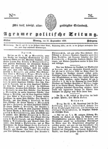 Agramer politische Zeitung : 11,76(1836) / Verlager und Redacteur Franz Stauduar und Ferd. Rosenau.