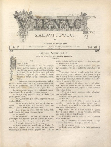 Vienac : zabavi i pouci. : 12,17(1880) / urednik August Šenoa.