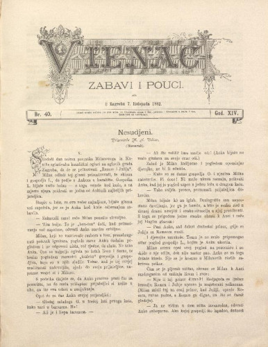Vienac : zabavi i pouci. : 14,40(1882) / urednik Fran Folnegović.