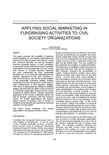 Applying social marketing in fundraising activities to civil society organizations   / Antal Balog.