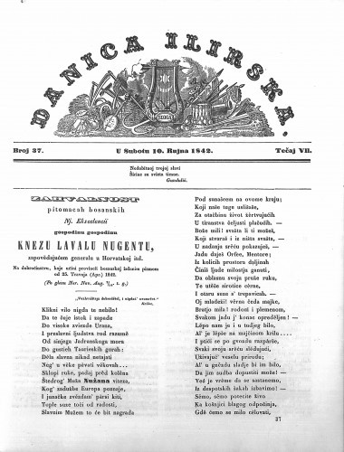 Danica ilirska : 8,37(1842) / učrednik Ljudevit Gaj.
