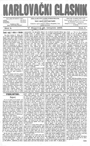 Karlovački glasnik : 1,4(1899) / odgovorni urednik Dragutin Hauptfeld.