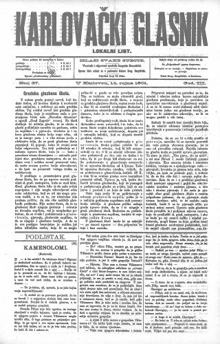 Karlovački glasnik : lokalni list : 3,37(1901) / odgovorni urednik Dragutin Hauptfeld.