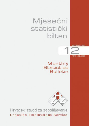 Mjesečni statistički bilten Hrvatski zavod za zapošljavanje = Monthly statistics bulletin : 33,12(2020) /Croatian Employment Service ; uredništvo Marica Barić, Biserka Burić.