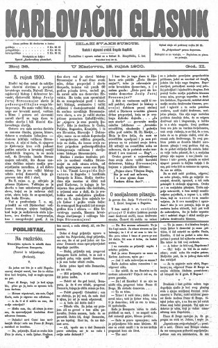 Karlovački glasnik : 2,38(1900) / odgovorni urednik Dragutin Hauptfeld.