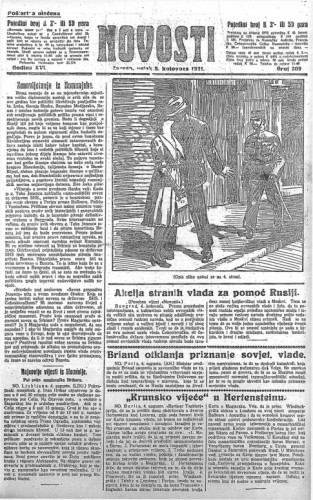Novosti : 16,209(1921) / odgovorni urednik Lj. Z. Kara.