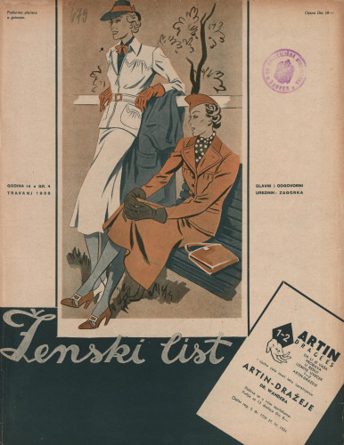 Ženski list   : za modu, zabavu i kućanstvo : 14, 4(1938)  / [glavni i odgovorni urednik [Marija Jurić] Zagorka].