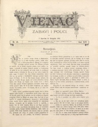 Vienac : zabavi i pouci. : 14,41(1882) / urednik Fran Folnegović.