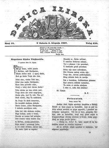 Danica ilirska : 21,13(1867)  / urednik Ljudevit Gaj.