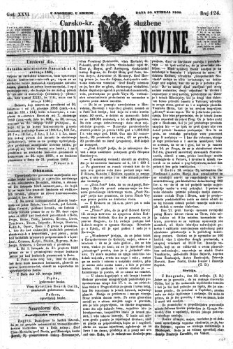 Carsko-kr. službene narodne novine : 26,124(1860)  / odgovorni učrednik Dr. Demeter.