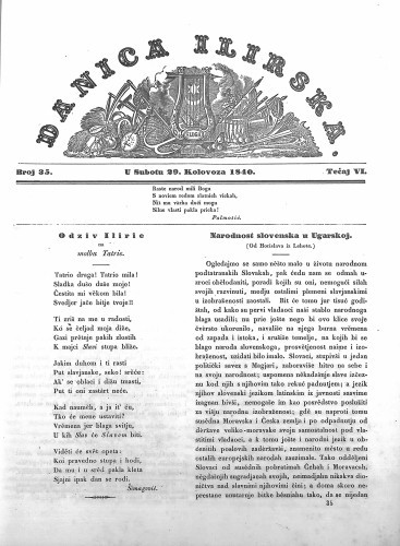 Danica ilirska : 6,35(1840) / učrednik Ljudevit Gaj.