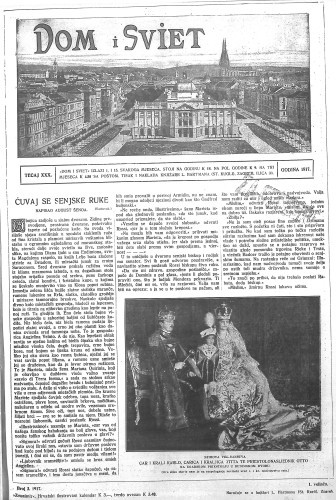 Dom i sviet  : ilustrovani list za zabavu, pouku i viesti dnevnih dogadjaja, javnom i društvenom životu, umjetnosti i znanosti, trgovini, obrtu, glazbi i kazalištu : 30,3(1917) / za uredničtvo odgovara privremeno M. Lovrenčević.