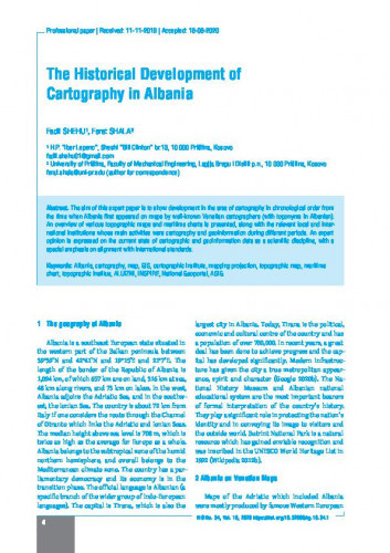 The historical development of cartography in Albania = Povijesni razvoj kartografije u Albaniji / Fadil Shehu, Ferat Shala ; na engleski prevela J. [Janet] Berković.