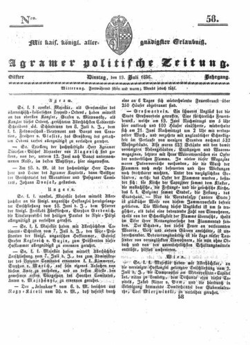 Agramer politische Zeitung : 11,58(1836) / Verlager und Redacteur Franz Stauduar und Ferd. Rosenau.