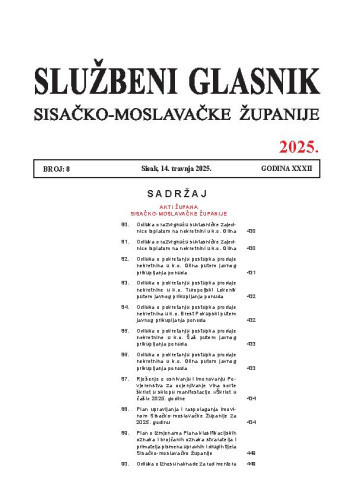 Službeni glasnik Sisačko-moslavačke županije : 32,8(2025) / glavni i odgovorni urednik Branka Šimanović.