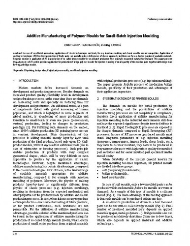 Additive manufacturing of polymer moulds for small-batch injection moulding   / Damir Godec, Tomislav Breški, Miodrag Katalenić.