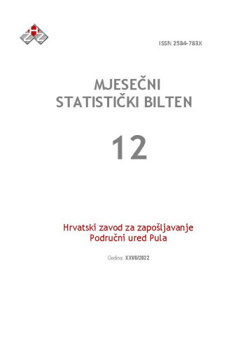 Mjesečni statistički bilten : 27,12(2022)  / Hrvatski zavod za zapošljavanje, Područni ured Pula ; urednica Tanja Lorencin Matić.