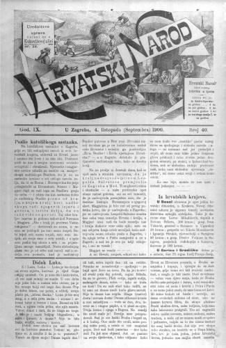 Hrvatski narod : 9,40(1900) / odgovorni urednik Ivan Ružić.