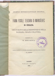 Fauna fossile terziaria di Markuševec in Croazia   : con un elenco delle Dreissensidae della Dalmazia, Croazia e Slavonia  / descritta da S. Brusina.