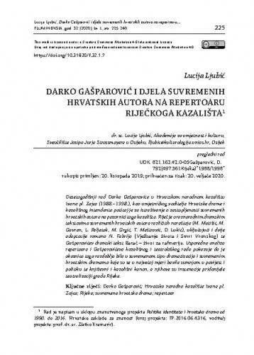 Darko Gašparović i djela suvremenih hrvatskih autora na repertoaru riječkoga kazališta / Lucija Ljubić.