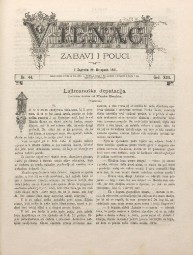 Vienac : zabavi i pouci. : 13,44(1881) / urednik August Šenoa.