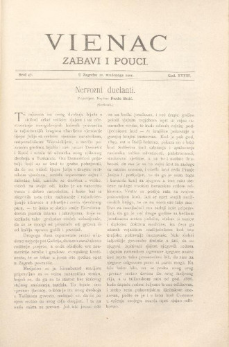 Vienac : zabavi i pouci. : 33,47(1901) / uredjuje Gjuro Arnold.