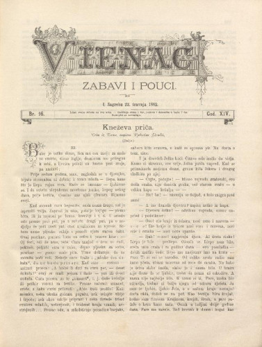 Vienac : zabavi i pouci. : 14,16(1882) / urednik Fran Folnegović.