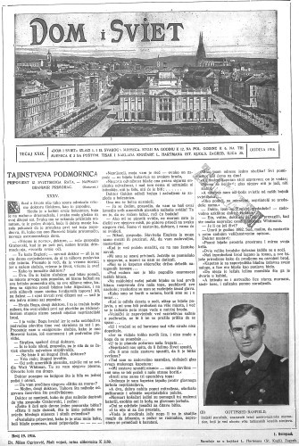 Dom i sviet  : ilustrovani list za zabavu, pouku i viesti dnevnih dogadjaja, javnom i društvenom životu, umjetnosti i znanosti, trgovini, obrtu, glazbi i kazalištu : 29,19(1916) / za uredničtvo privremeno odgovara M. Lovrenčević.