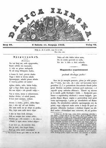 Danica ilirska : 6,28(1840) / učrednik Ljudevit Gaj.