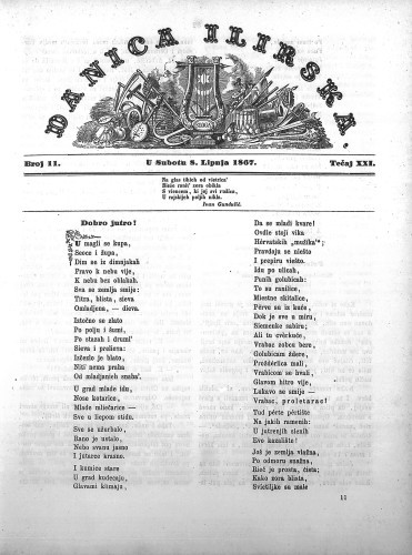 Danica ilirska : 21,11(1867)  / urednik Ljudevit Gaj.