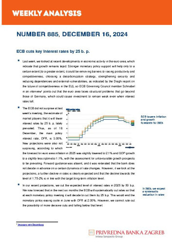 PBZ weekly analysis : 885(2024) / Privredna banka Zagreb.