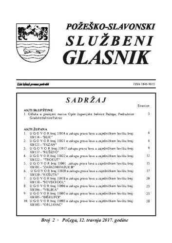Požeško-slavonski službeni glasnik : 2(2017)  / odgovorni urednik Željko Obradović.