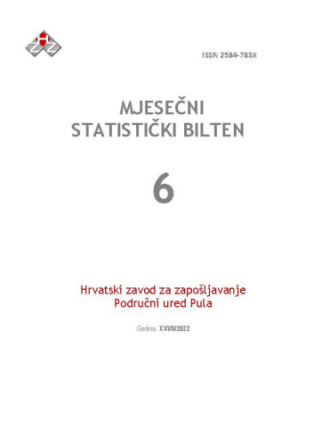 Mjesečni statistički bilten : 27,6(2022)   / Hrvatski zavod za zapošljavanje, Područni ured Pula ; urednica Tanja Lorencin Matić.