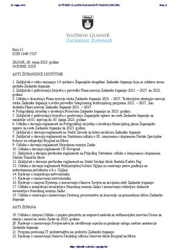Službeni glasnik Zadarske županije : 30,15(2023)