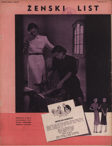 Ženski list   : za modu, zabavu i kućanstvo : 13, 11(1937)  / [glavni i odgovorni urednik [Marija Jurić] Zagorka].