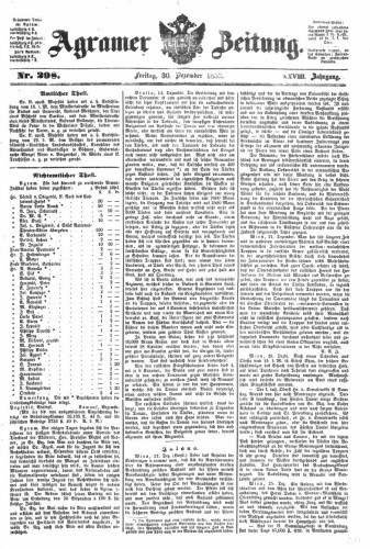 Agramer Zeitung : 28,298(1853) / Redakteur und Verleger F. S. Stauduar.