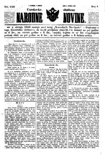 Carsko-kr. službene narodne novine : 22,4(1856) / privremeni učrednik Dr. Demeter.