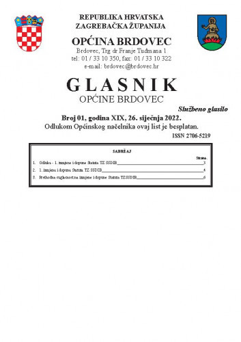 Glasnik Općine Brdovec : 19,1(2022)/ uredništvo Alen Prelec, Maja Coner i Daniel Bukovinski.