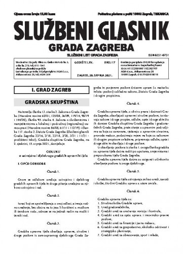 Službeni glasnik grada Zagreba : 65, 17(2021) / glavna urednica Mirjana Lichtner Kristić.