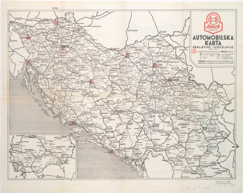 Automobilska karta Kraljevine Jugoslavije   : Bosch Service.