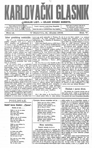 Karlovački glasnik : lokalni list : 5,12(1903) / odgovorni urednik Drag. Hauptfeld.