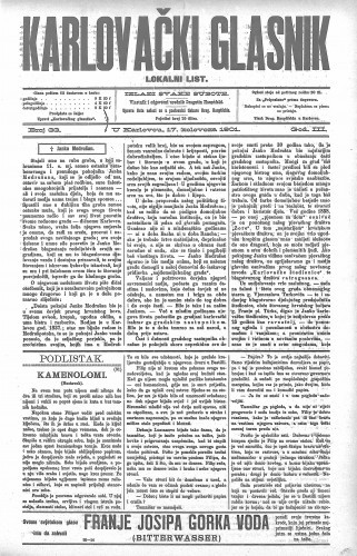 Karlovački glasnik : lokalni list : 3,33(1901) / odgovorni urednik Dragutin Hauptfeld.