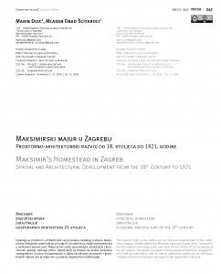 Maksimirski majur u Zagrebu : prostorno-arhitektonski razvoj od 18. stoljeća do 1921. godine = Maksimir's homestead in Zagreb : spatial and architectural development from the 18th century to 1921 / Marin Duić, Mladen Obad Šćitaroci.