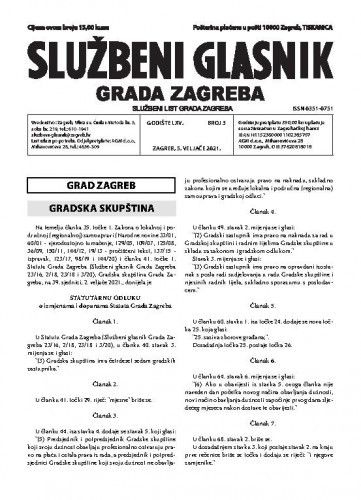 Službeni glasnik grada Zagreba : 65, 3(2021) / glavna urednica Mirjana Lichtner Kristić.