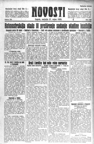 Novosti : 19,264(1925) / Odgovorni urednik: Ljudevit Kara.