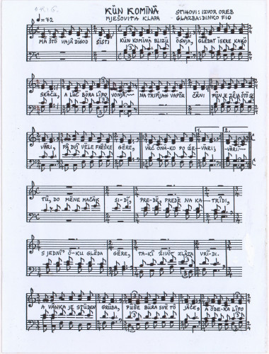 Kun komina : mješovita klapa / glazba Dinko Fio ; stihovi Izvor Oreb.