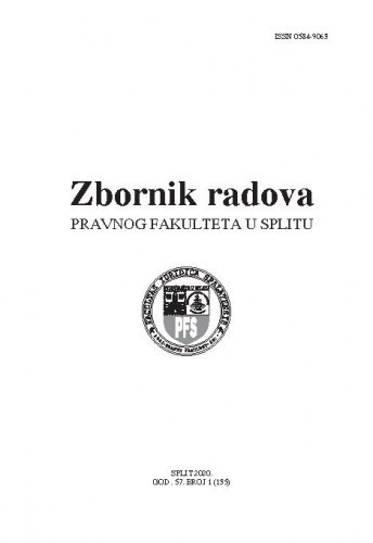 Zbornik radova Pravnog fakulteta u Splitu : 57, 1(2020) / glavni i odgovorni urednik Arsen Bačić.